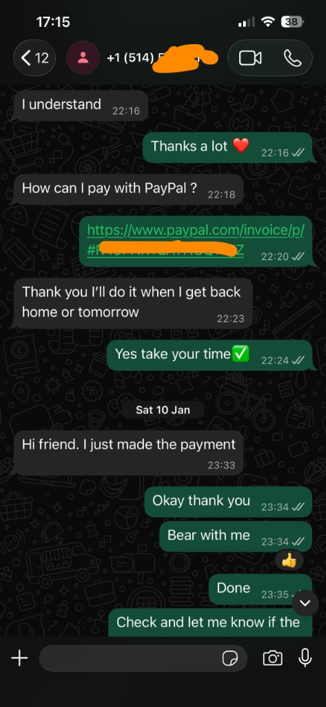 Customer WhatsApp Review
